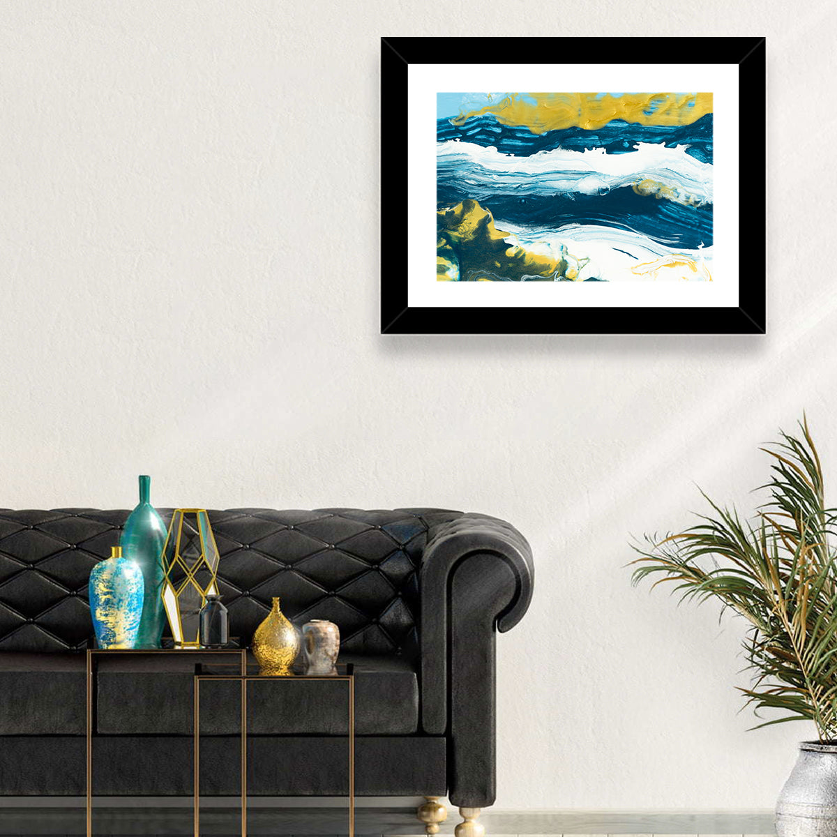 Flowing Streams with Gold Accents Wall Art