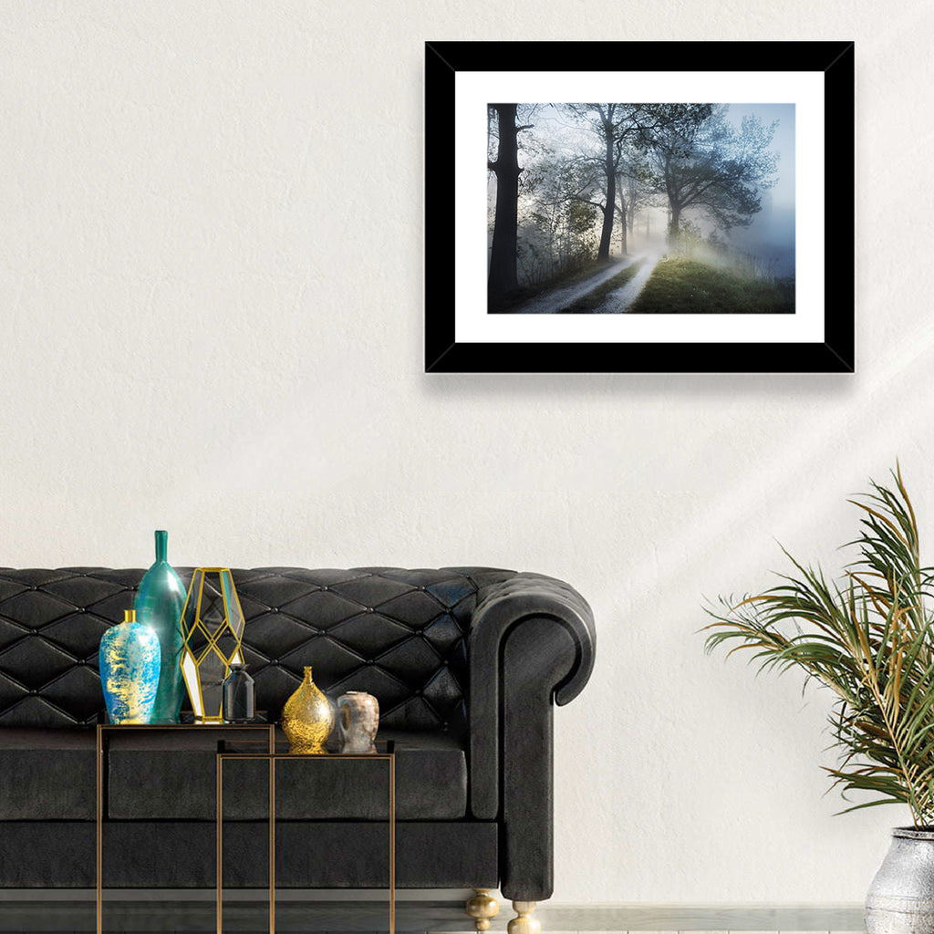 Foggy Forest Path Wall Art