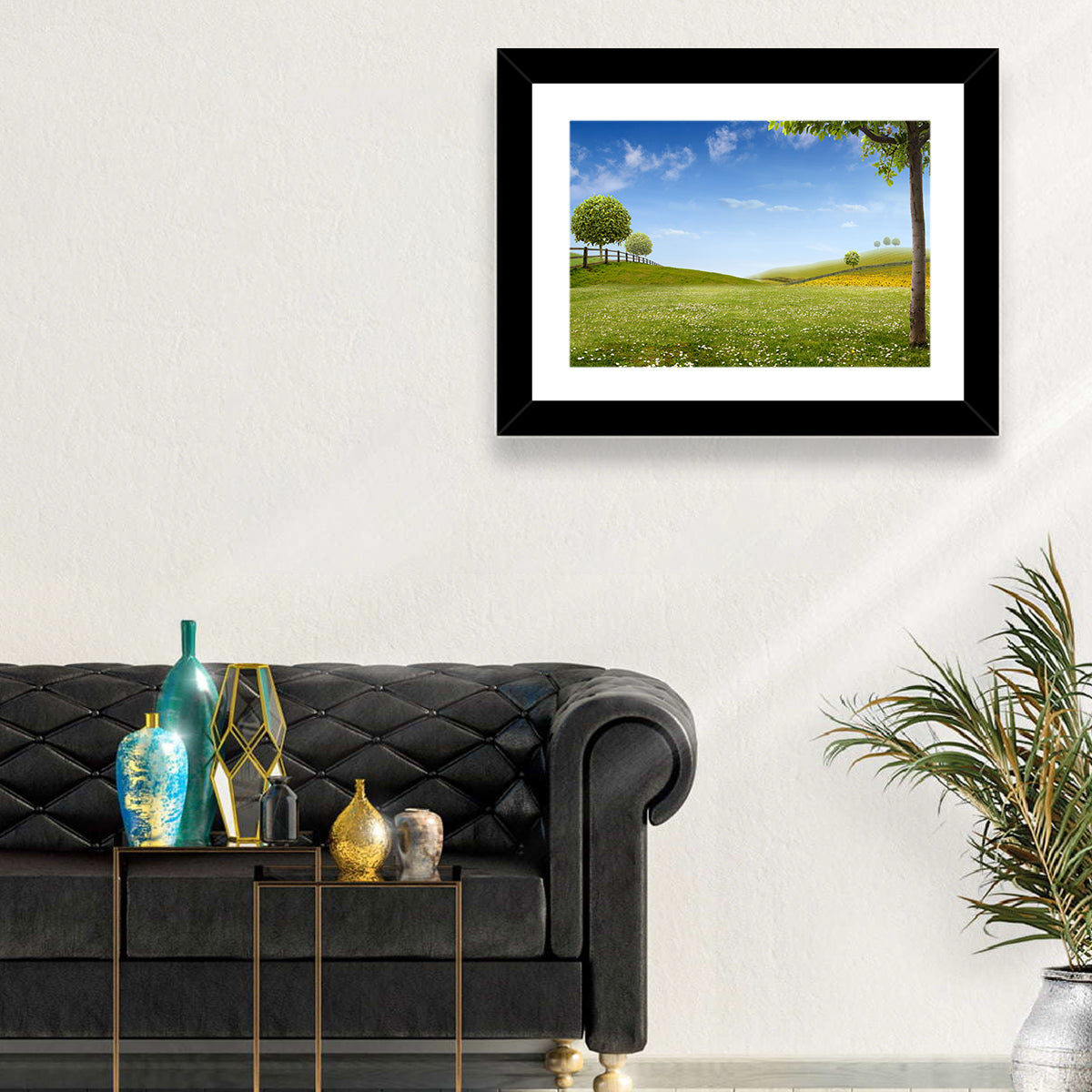 Green Sunflower Fields Wall Art