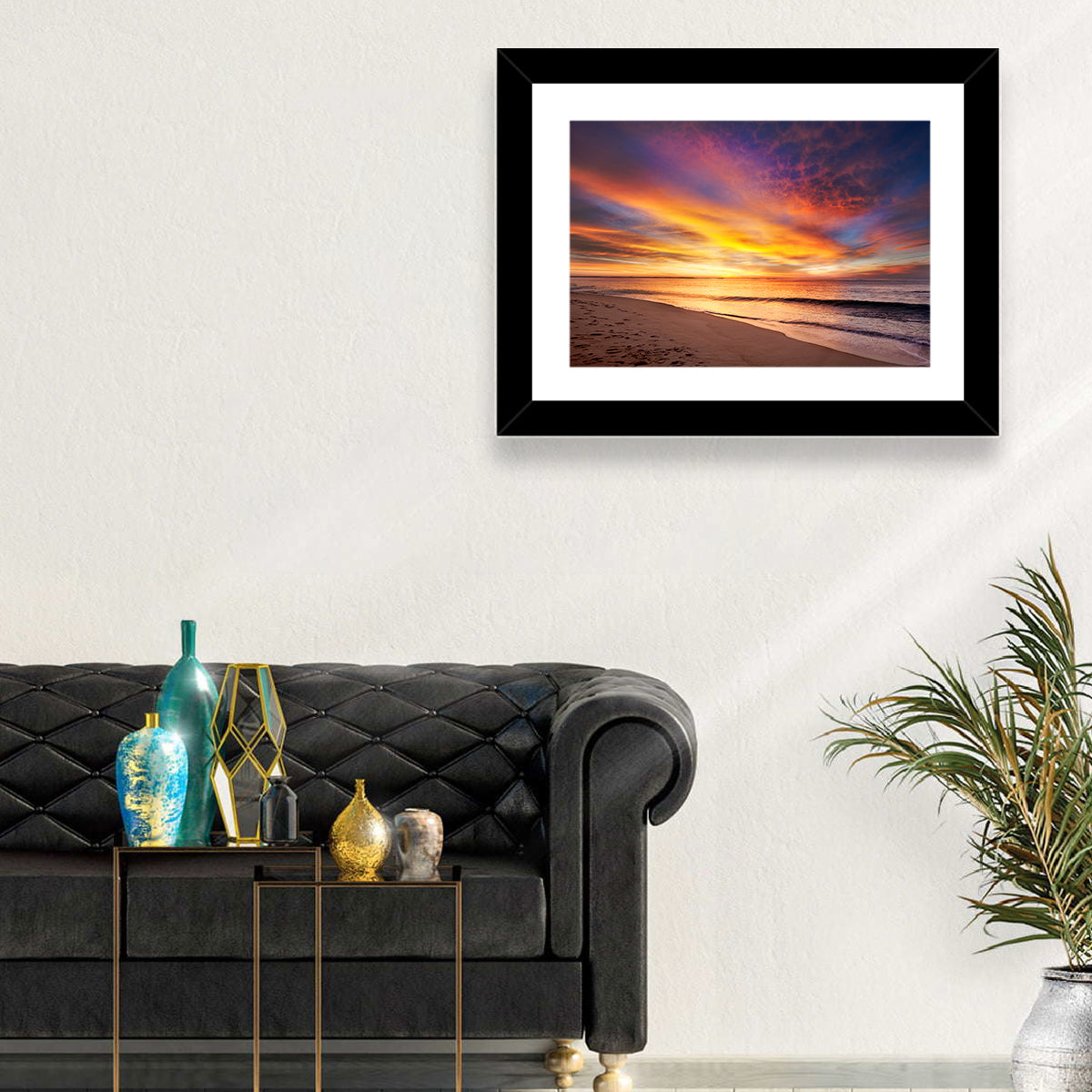 Maine Beach Sunrise Wall Art in a room, landscape