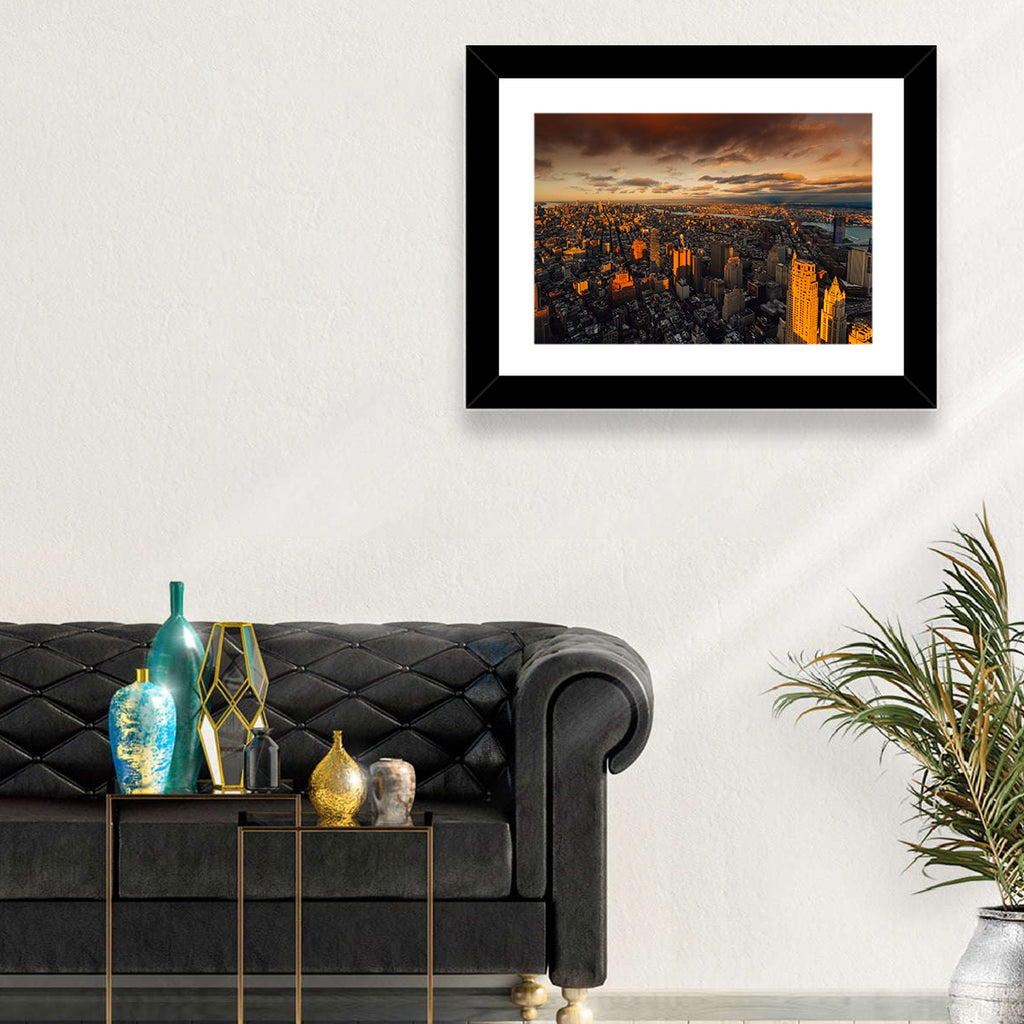 South Manhattan Sunset Skyline Wall Art