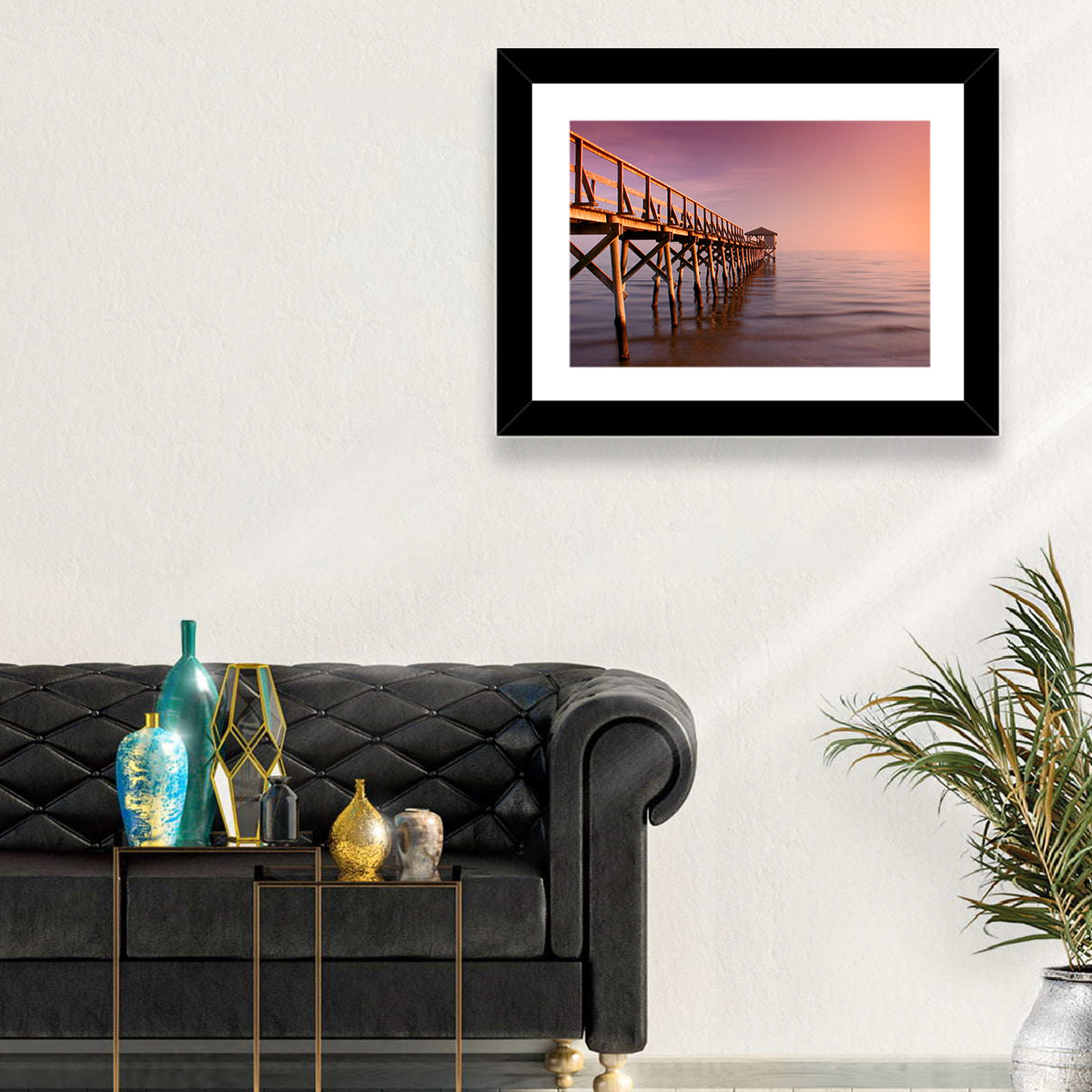 Gulf of Mexico Pier Wall Art in a room, landscape