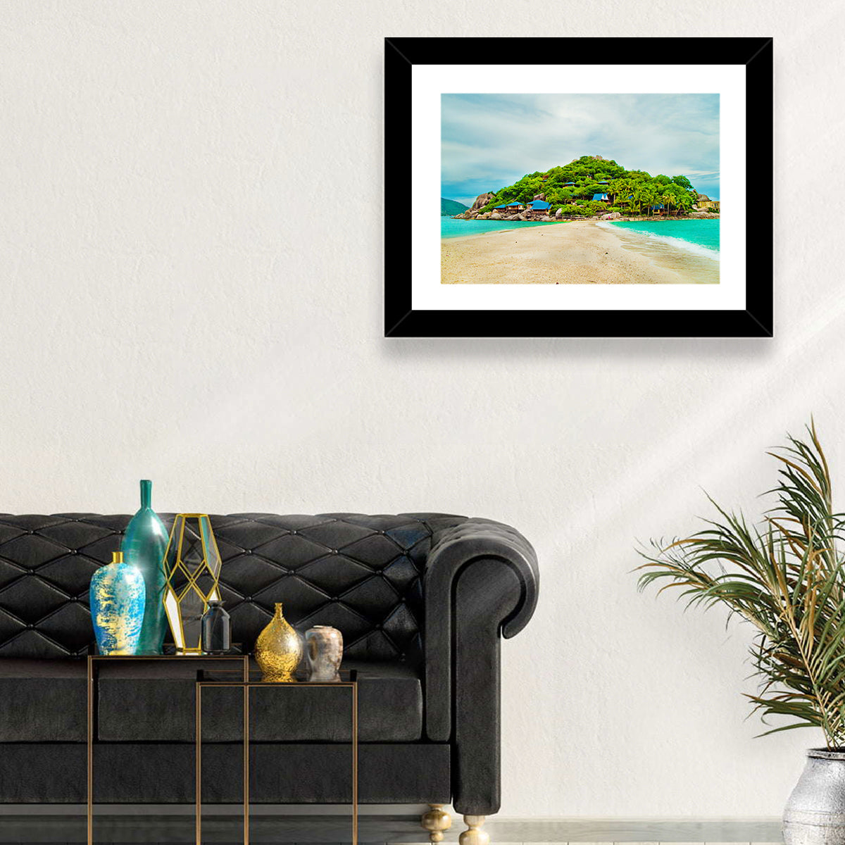 Koh Nang Yuan Sandbar Island Beach Wall Art in a room, landscape
