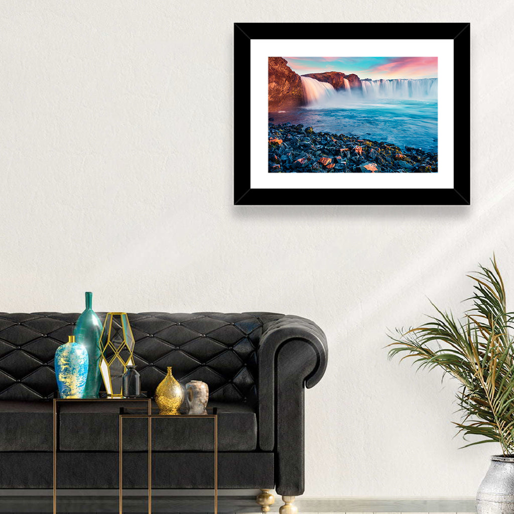 Goðafoss Waterfall at Sunset Wall Art