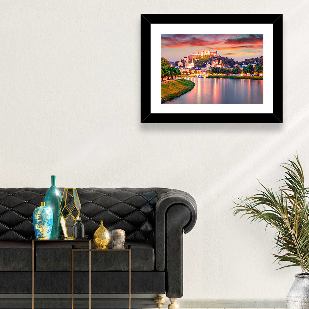 Hohensalzburg Fortress at Sunset Wall Art in a room, landscape