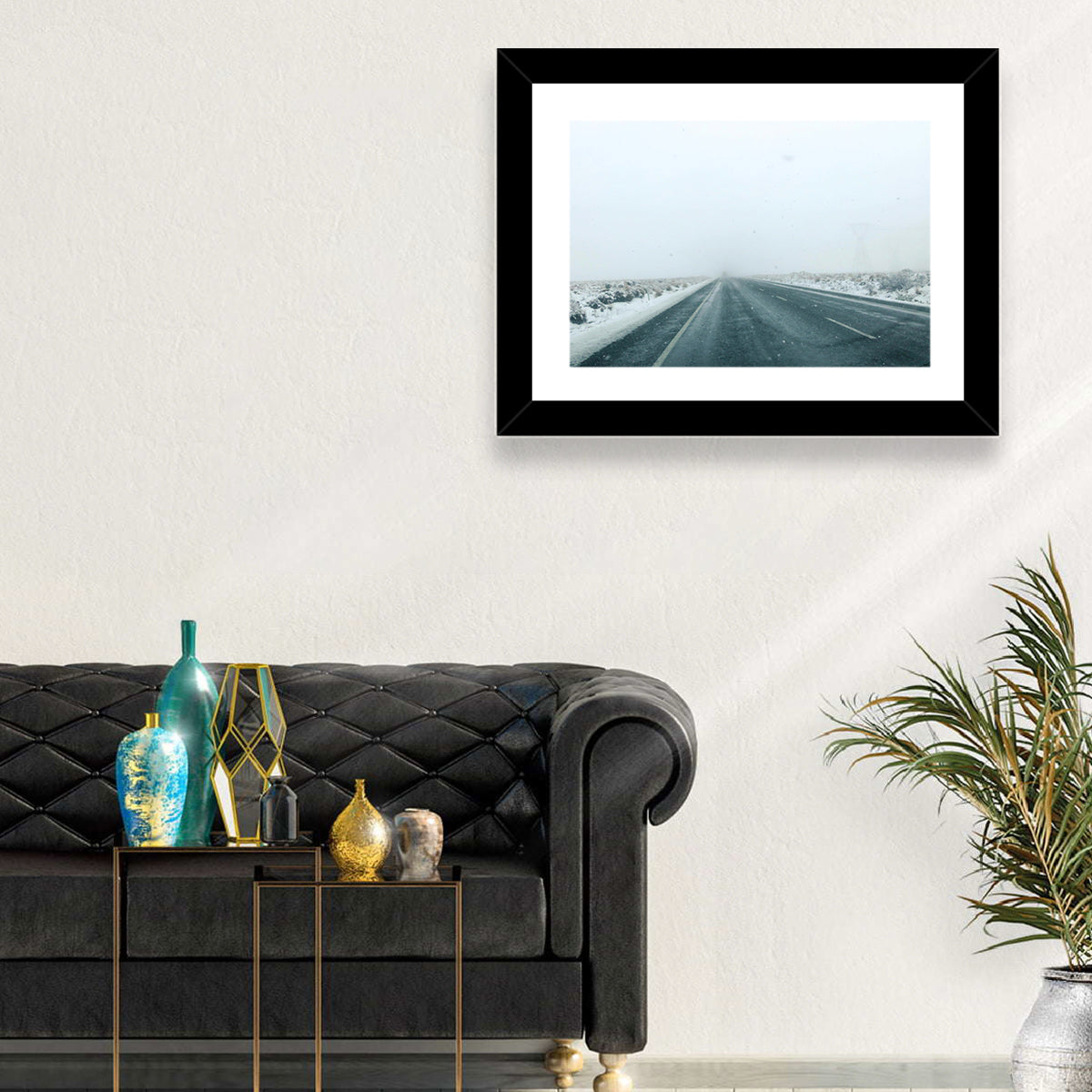 Foggy Winter Mountain Road Wall Art