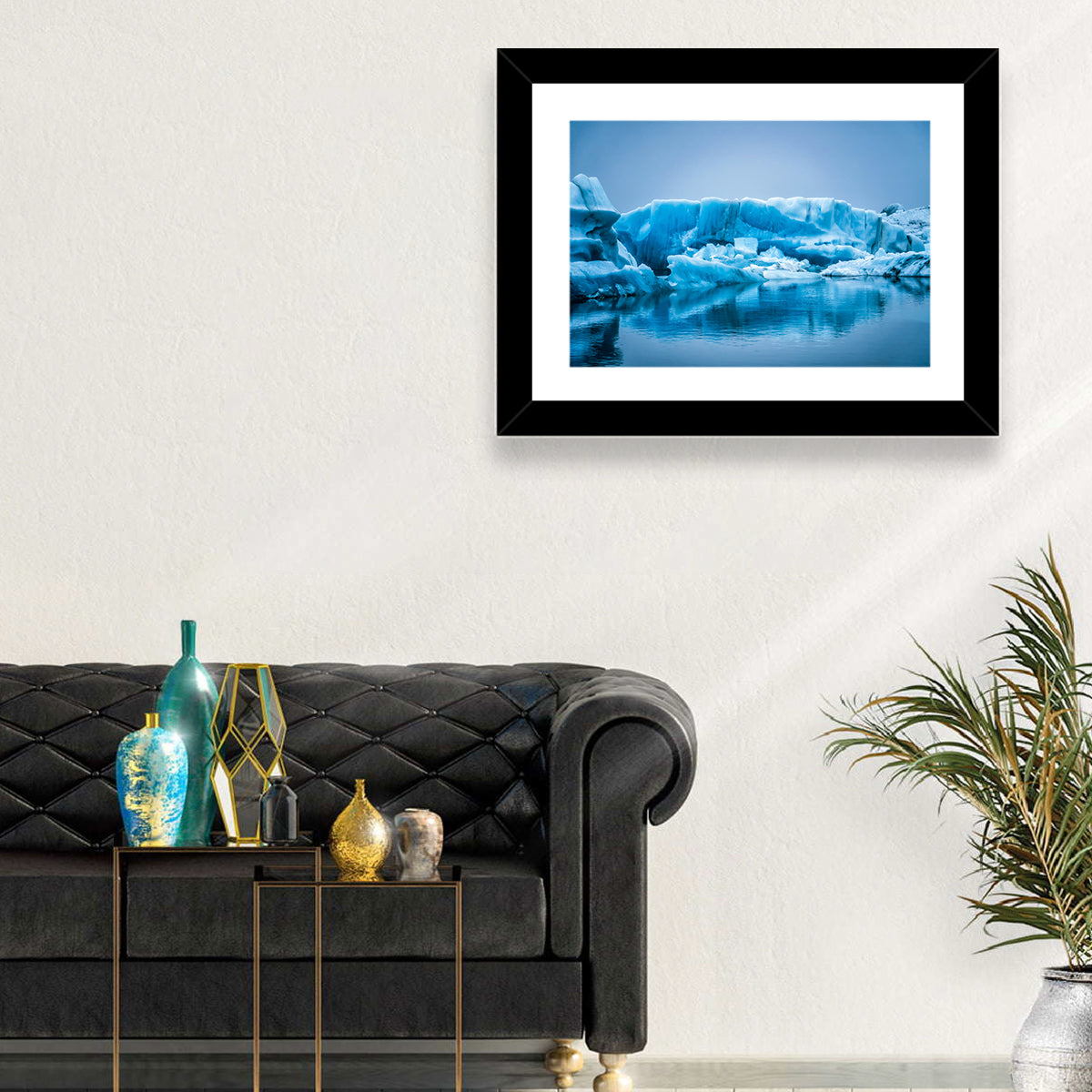 Icebergs in Jokulsarlon Wall Art in a room, landscape