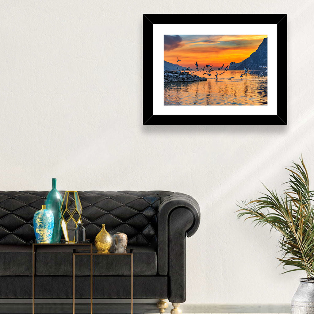 Lake Garda Sunset Birds Wall Art
