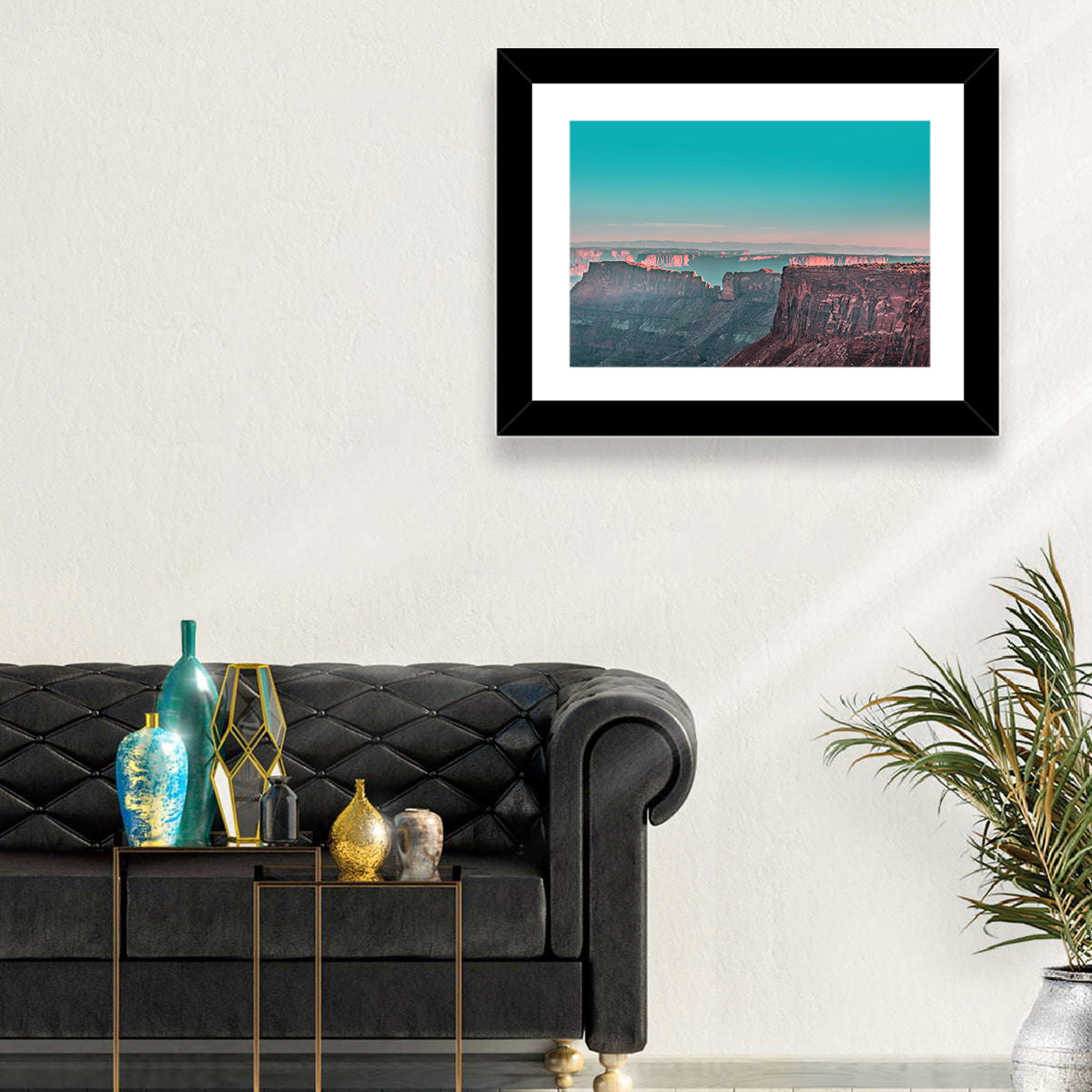 Sunlit Canyon Rim at Dusk Wall Art in a room, landscape