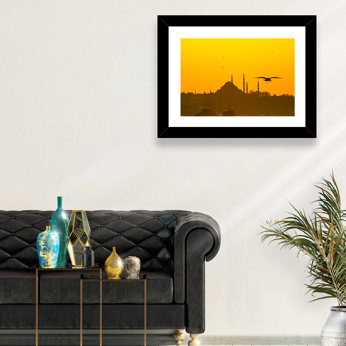 Süleymaniye Mosque Golden Hour Silhouette Wall Art in a room, landscape