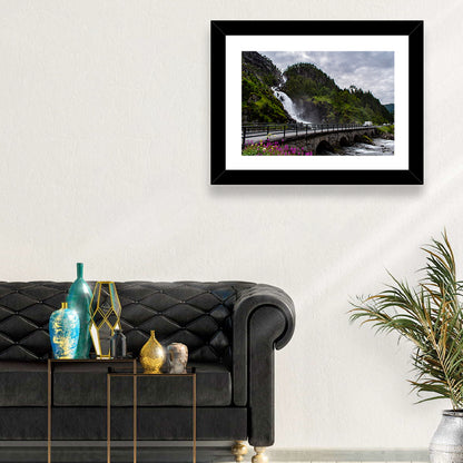 Låtefossen Stone Bridge and Waterfall Wall Art