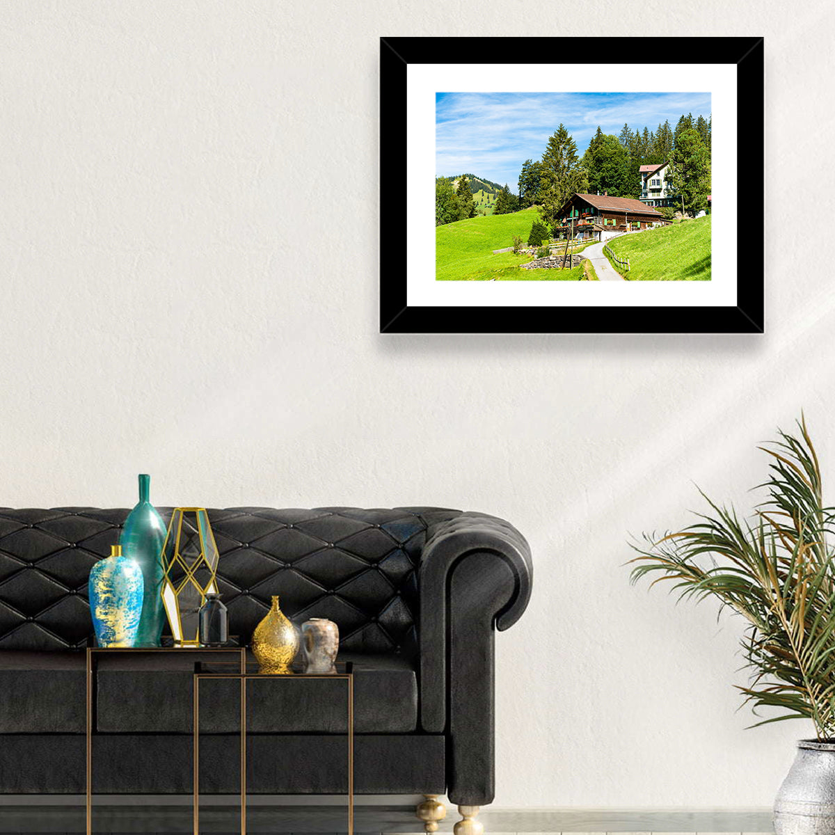 Wengen Alpine Chalet Path Wall Art in a room, landscape