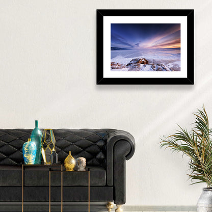 Frozen Lake Ice and Sunset Sky Wall Art