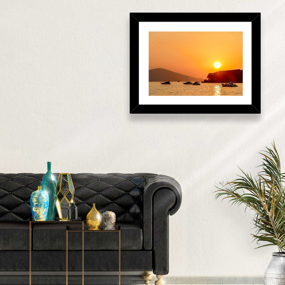 Golden Harbor Sunset Wall Art