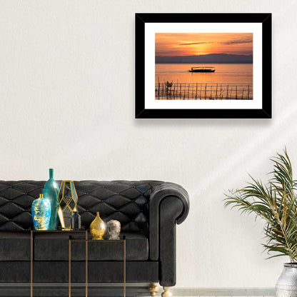 Albufera Sunrise Boat Silhouette Wall Art