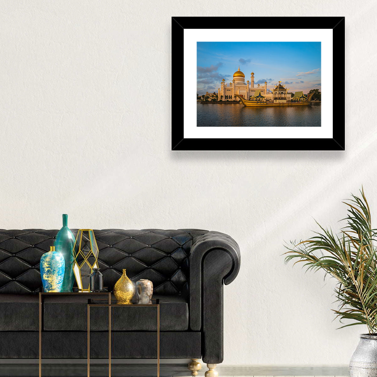 Sultan Omar Ali Saifuddien Mosque at Golden Hour Wall Art in a room, landscape