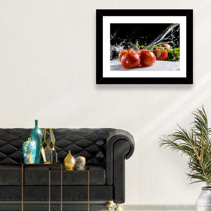 Tomatoes with Water Splash Wall Art