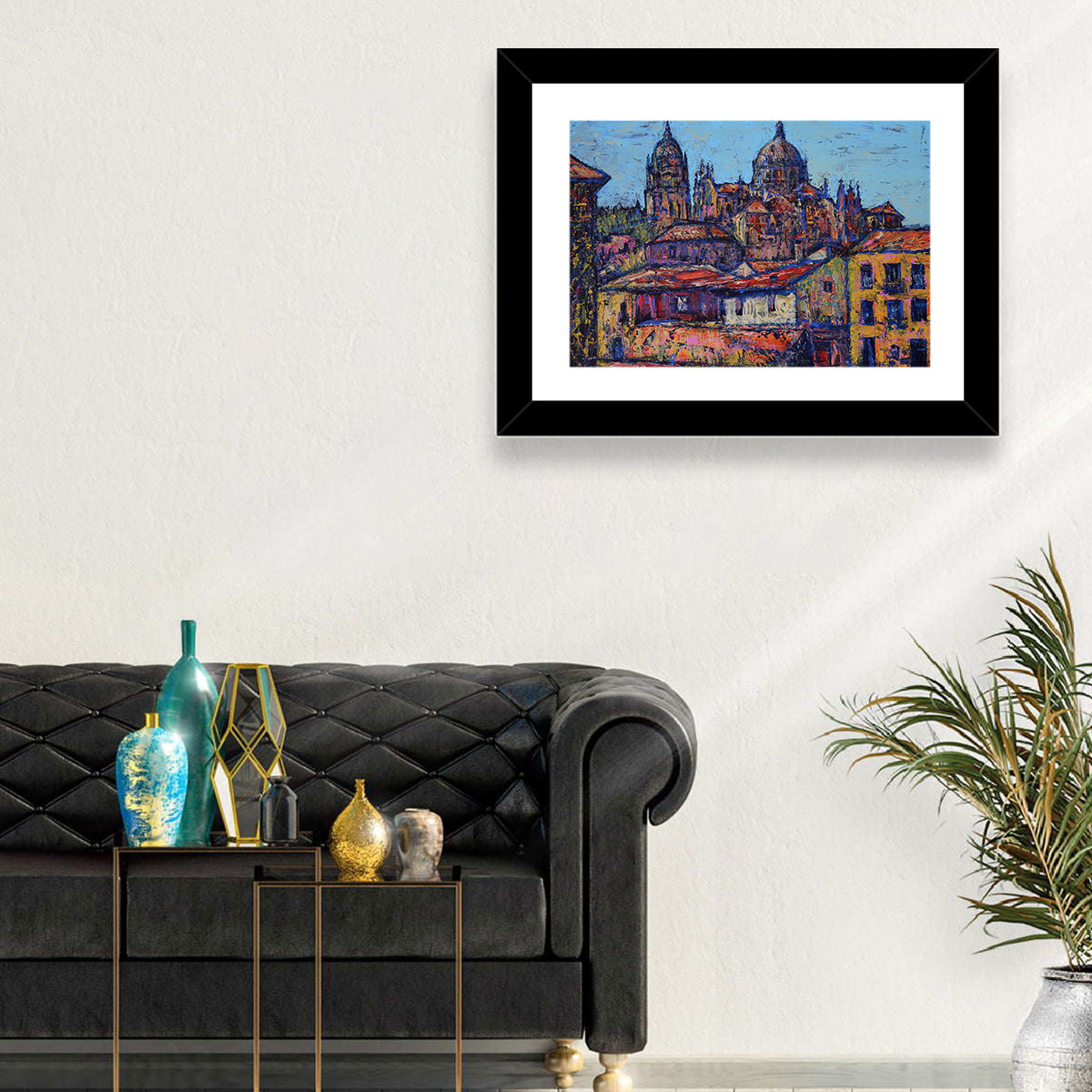 Salamanca Cathedral Rooftops Wall Art in a room, landscape