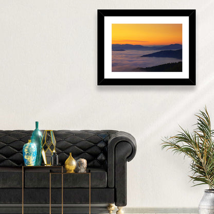 Cloud Sea Over Mountains at Golden Dawn Wall Art