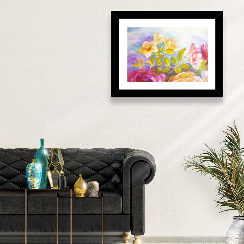 Pink and Yellow Watercolor Blossoms Wall Art