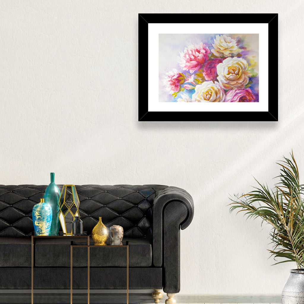Watercolor Peony Bouquet Wall Art