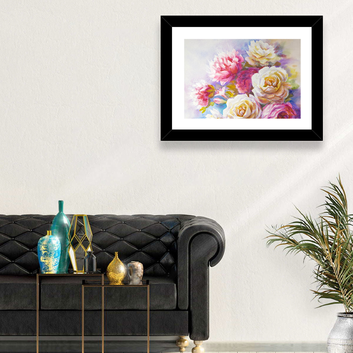 Watercolor Peony Bouquet Wall Art