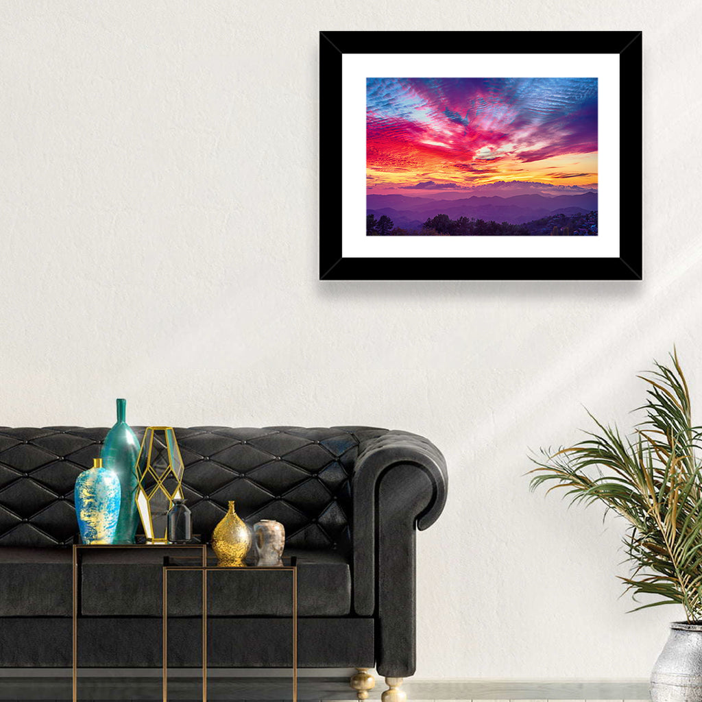 Golden Dusk Cloud Mountains Wall Art