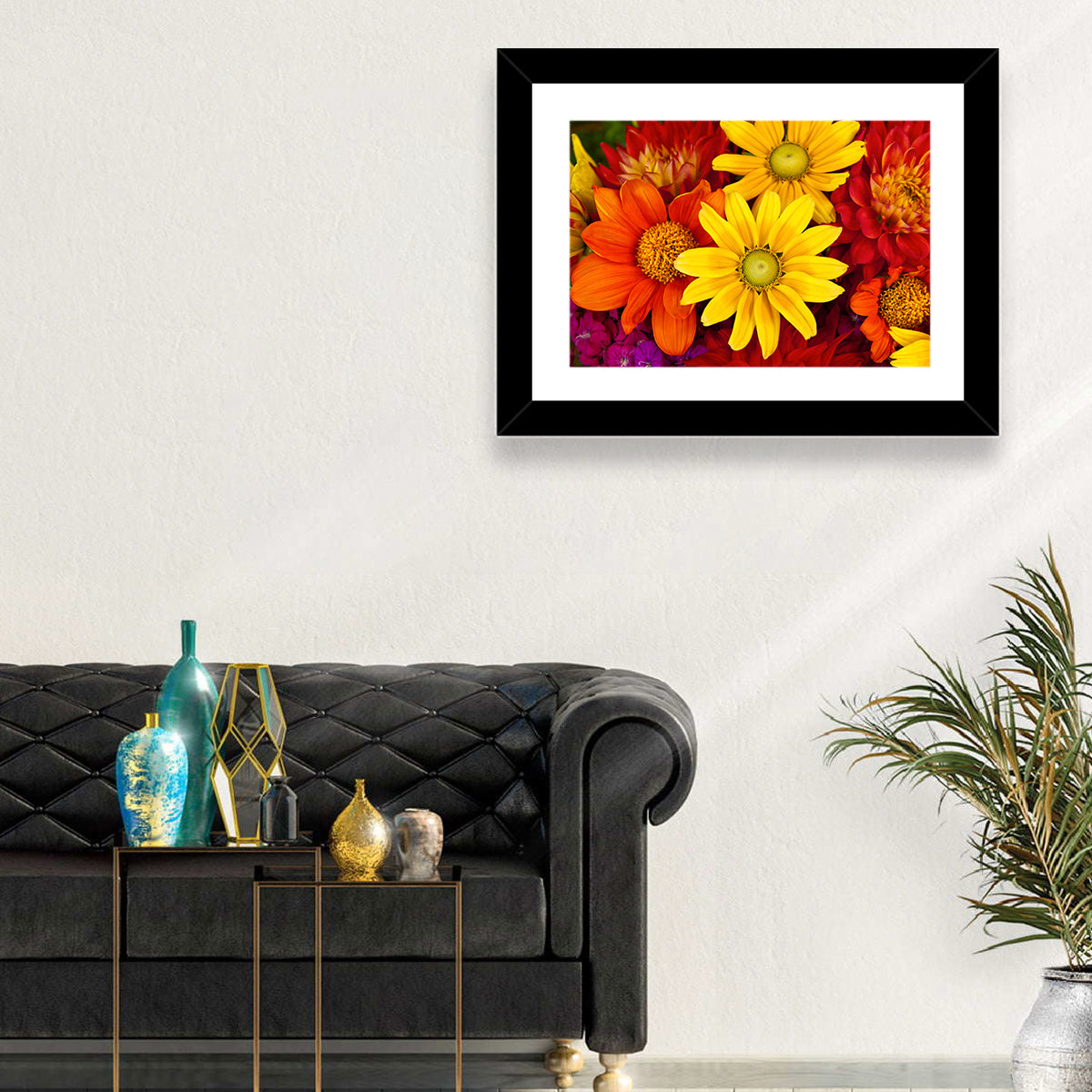 Fresh Autumn Flowers Wall Art in a room, landscape