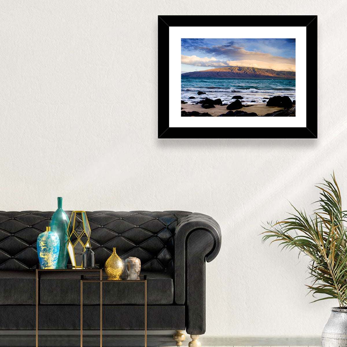 Kihei Golden Coastline Wall Art in a room, landscape