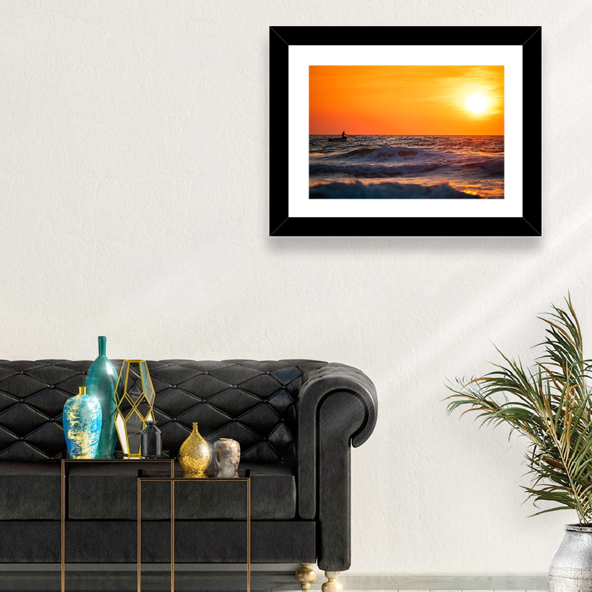 Sunset Fisherman Wall Art