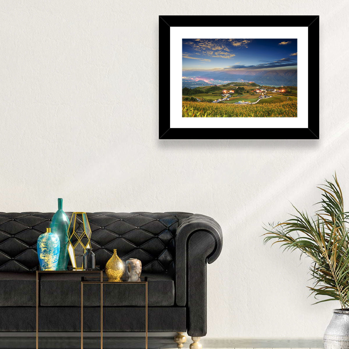 Sixty Stone Mountain Nightscape Wall Art in a room, landscape