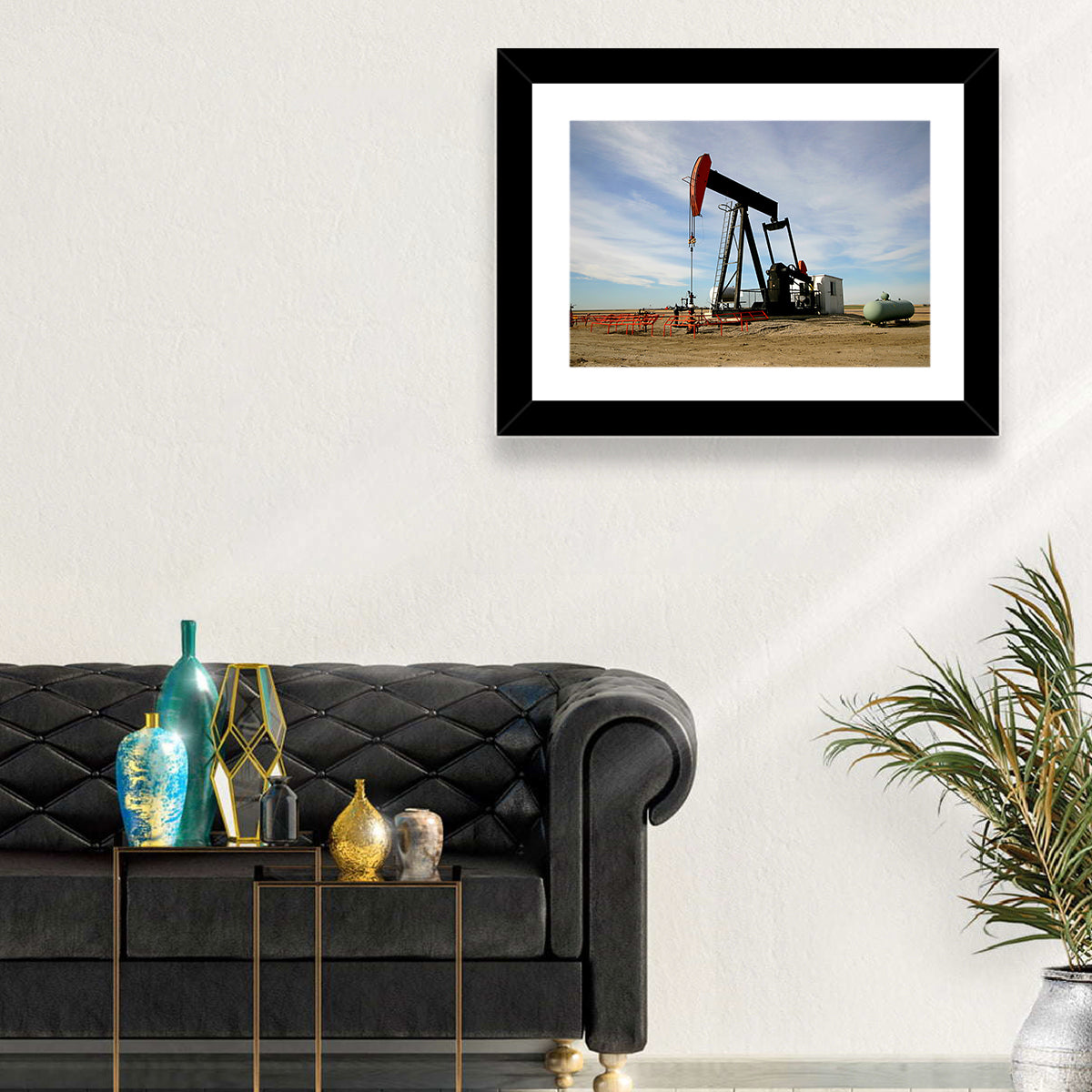 Pump Jack with Storage Tank Wall Art in a room, landscape