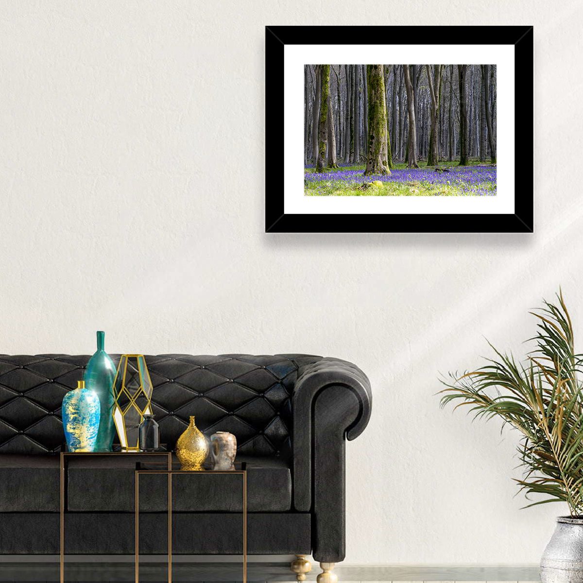 Bluebell Beechwood Grove Wall Art in a room, landscape