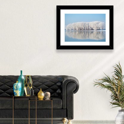 Snowy Trees Winter Lake Wall Art