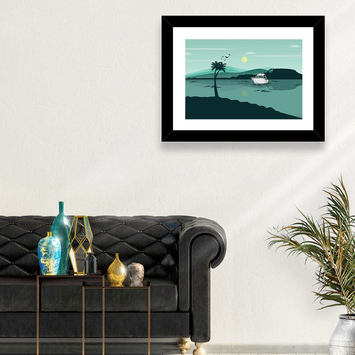 Boat in Lake Wall Art