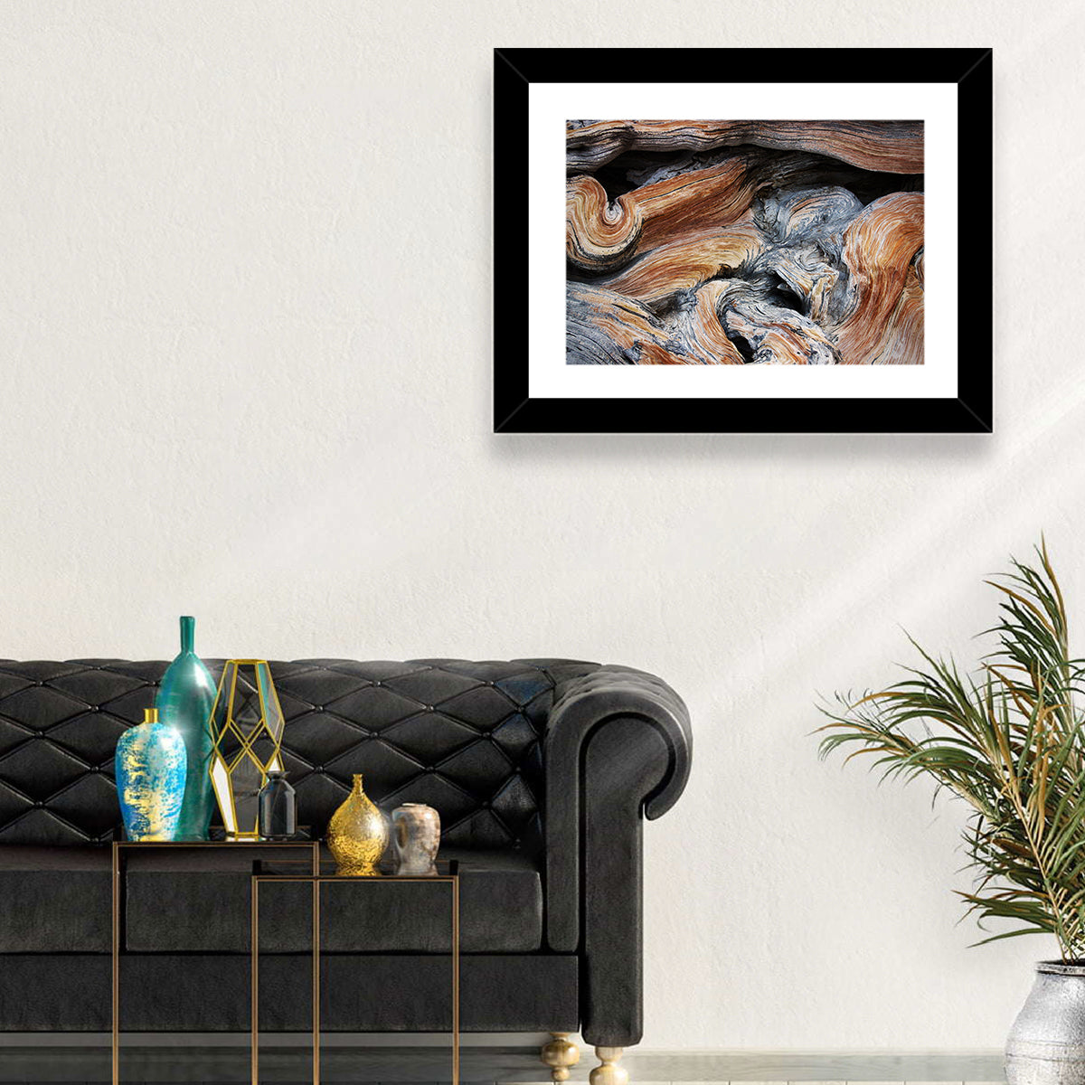 Juniper Wood Texture Wall Art in a room, landscape