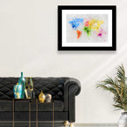 Vibrant Watercolor World Map Wall Art