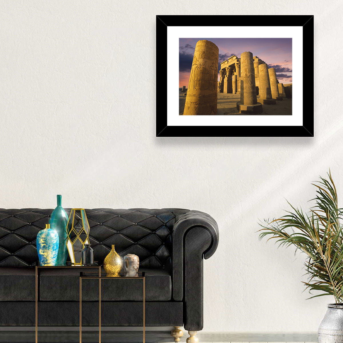 Kom Ombo Temple Pillars at Sunset Wall Art in a room, landscape