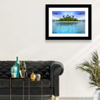 Mirrored Tropical Island Lagoon Wall Art