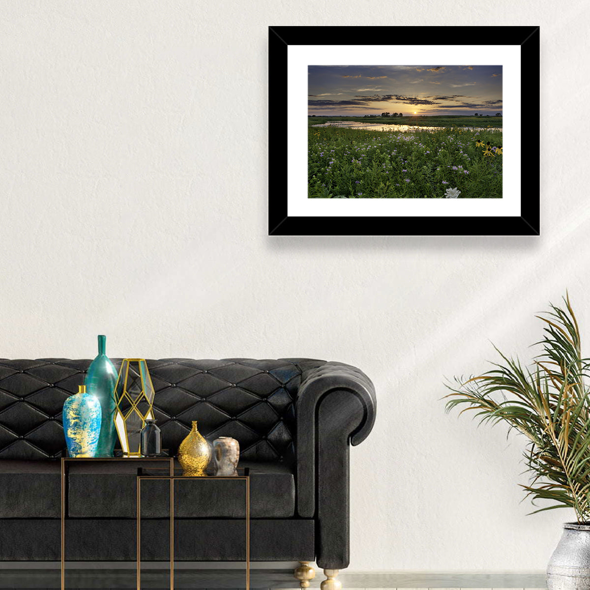 Illinois Fields Sunset Wall Art in a room, landscape