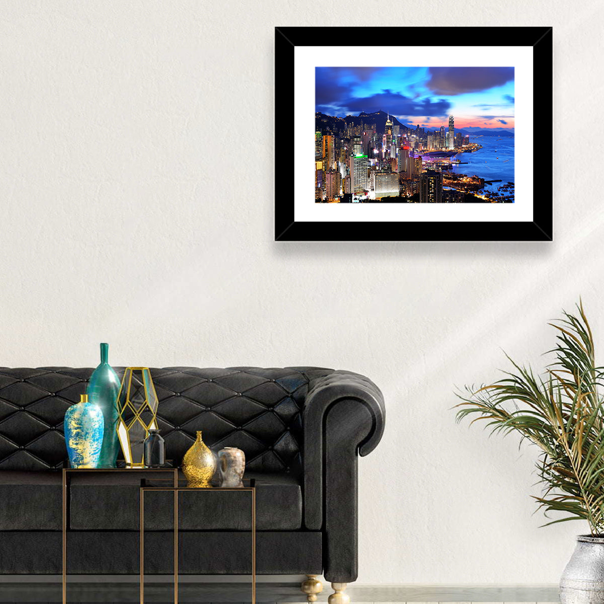 Victoria Harbour Skyline, Hong Kong Wall Art in a room, landscape
