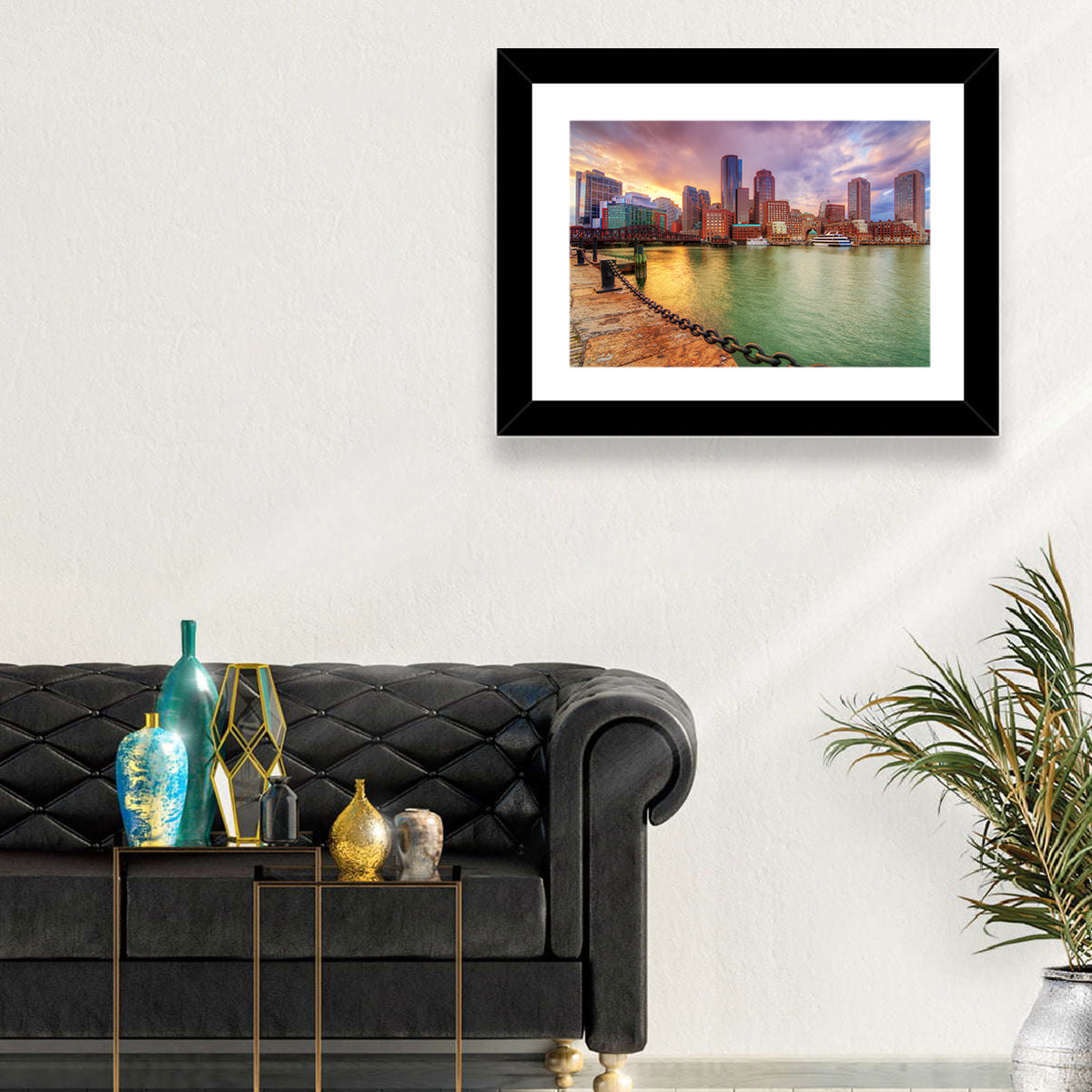 Boston Harbor Skyline at Sunset Wall Art