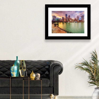 Boston Harbor Skyline at Sunset Wall Art