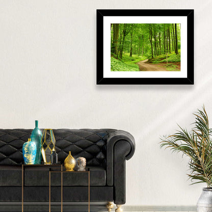 Sunlit Forest Path Wall Art
