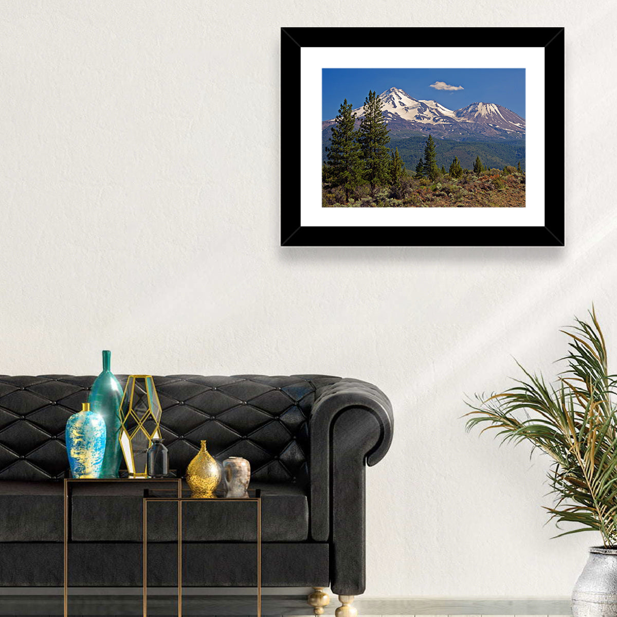Mount Shasta Wall Art in a room, landscape