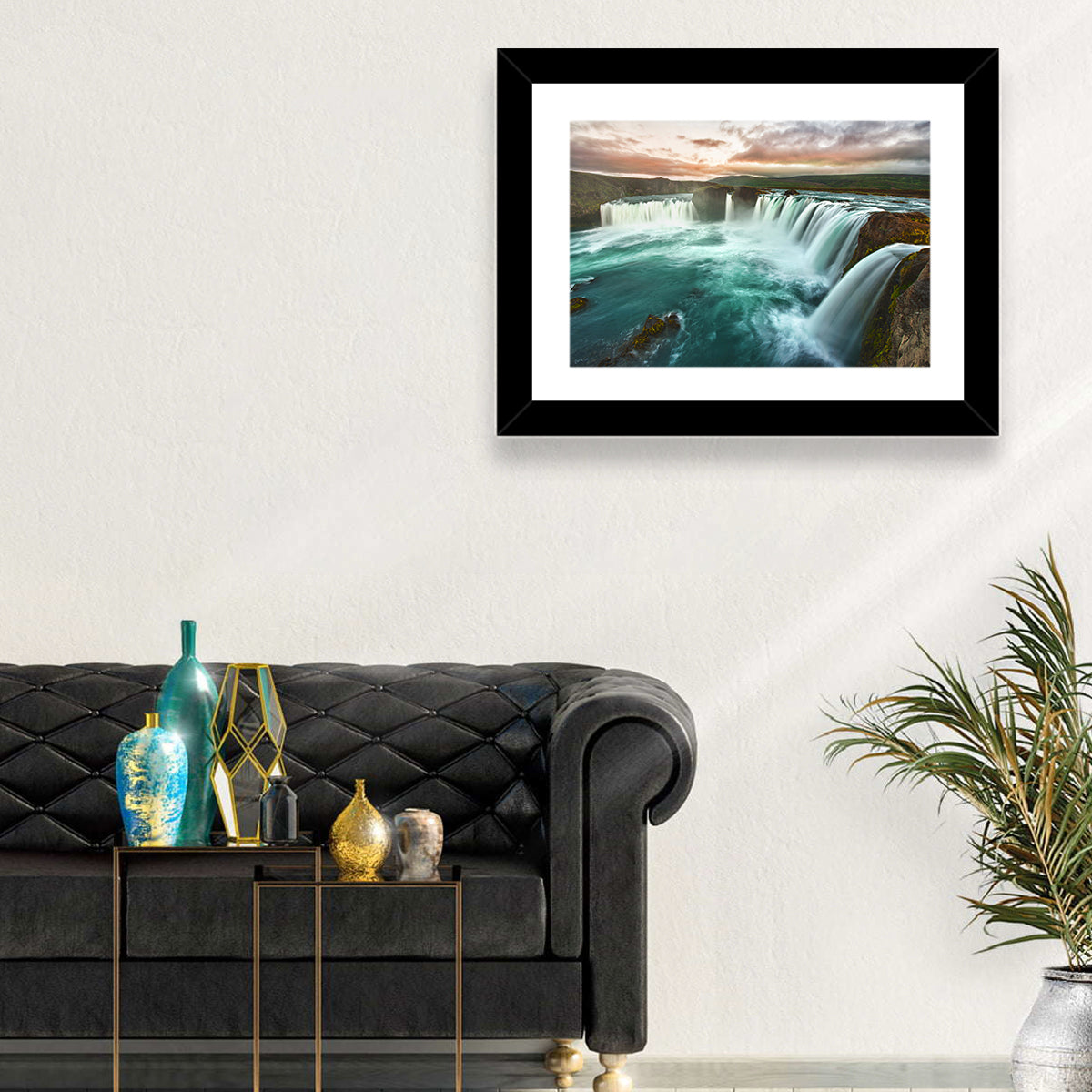 Goðafoss Waterfall at Golden Hour Wall Art