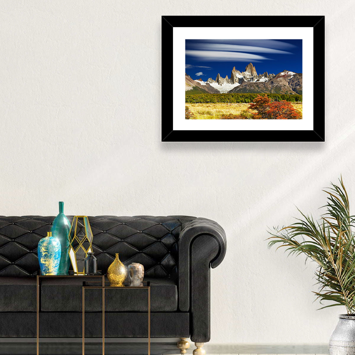 Fitz Roy Peaks, El Chaltén Wall Art in a room, landscape