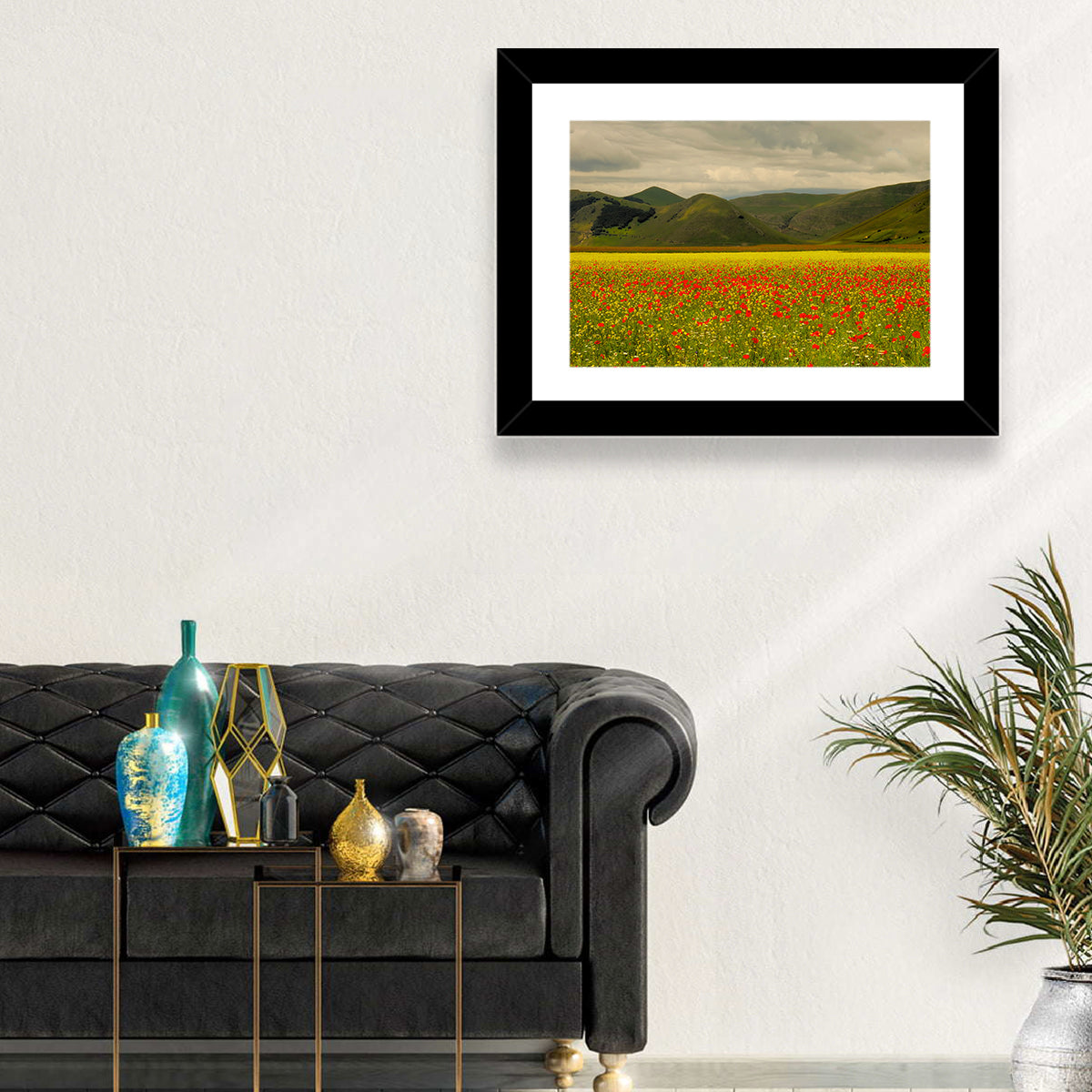 Castelluccio Wildflower Meadow Wall Art in a room, landscape