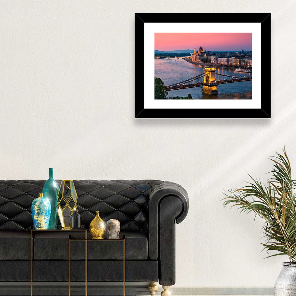 Budapest Chain Bridge at Twilight Wall Art