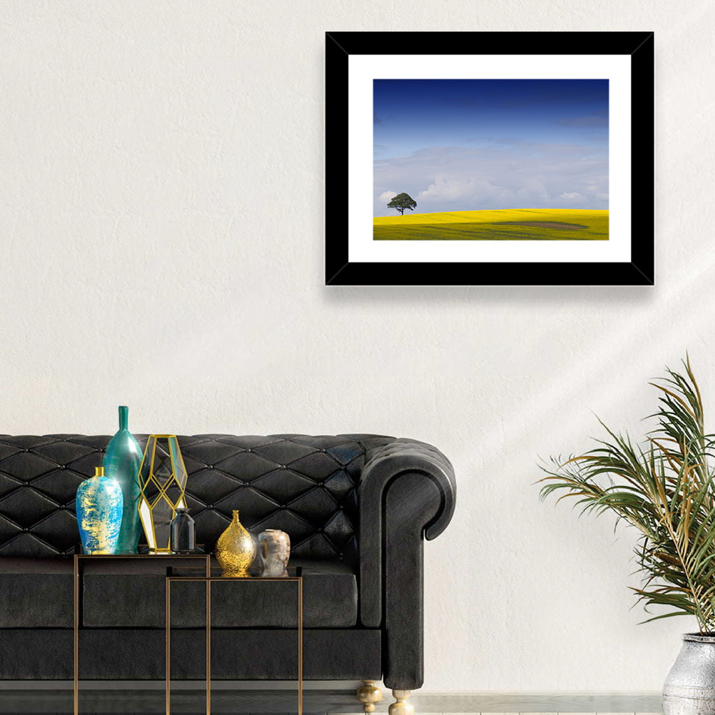Solitary Tree Over Rapeseed Field Wall Art